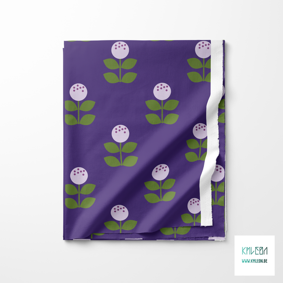 Large purple and green flowers fabric