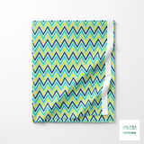 Yellow, blue and teal chevron fabric