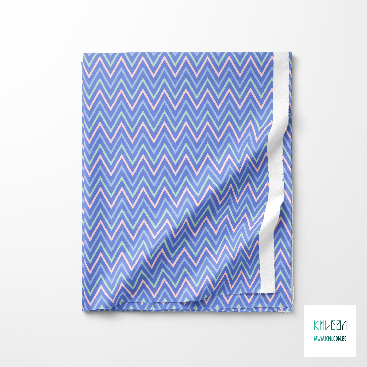Pink, mint green and periwinkle chevron fabric