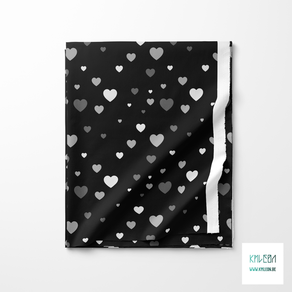 Grey hearts fabric