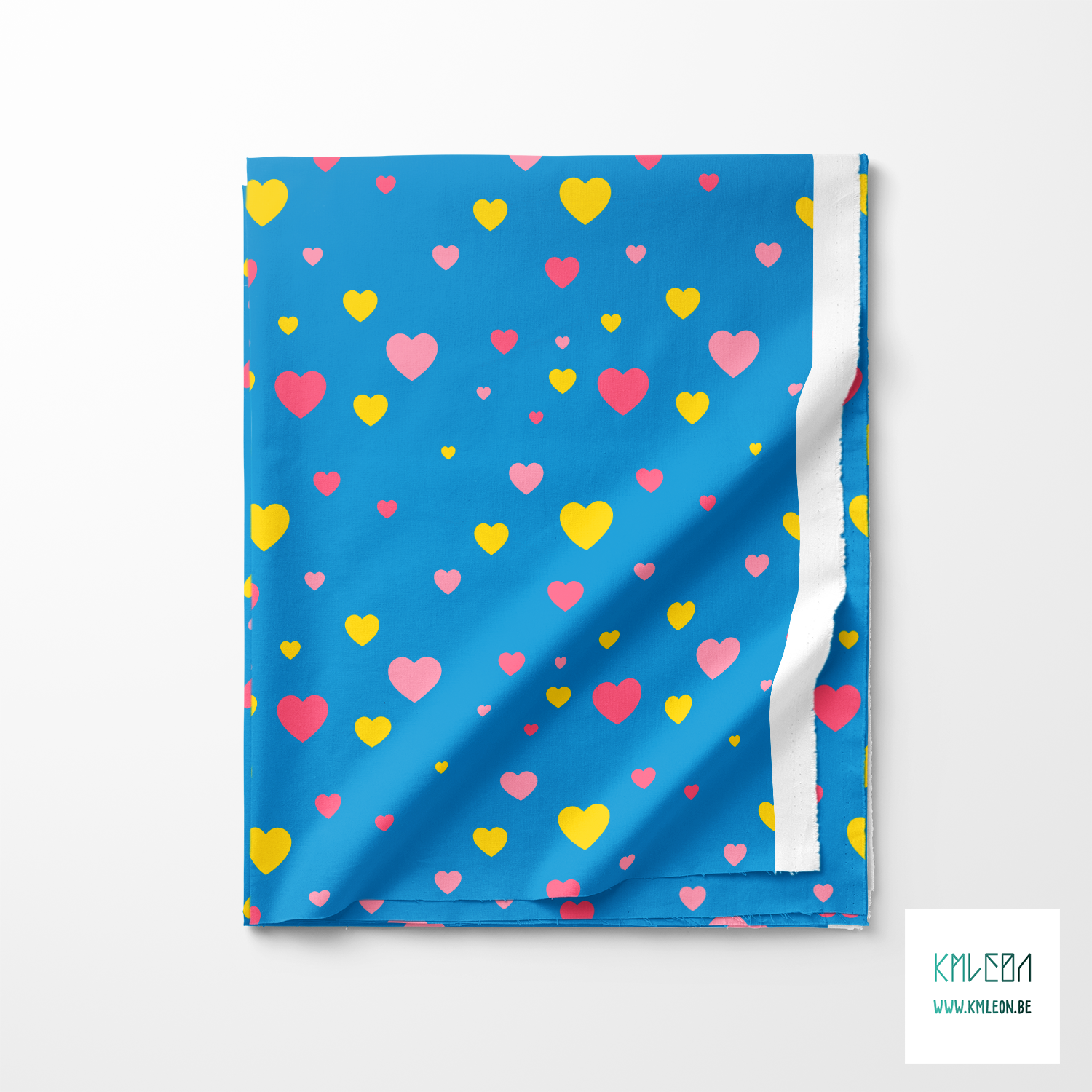 Yellow and pink hearts fabric