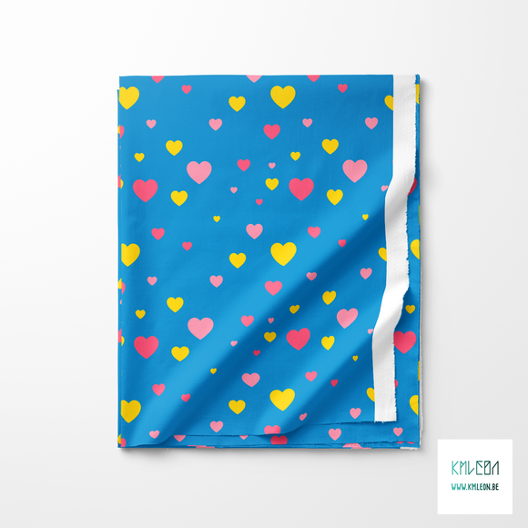 Yellow and pink hearts fabric