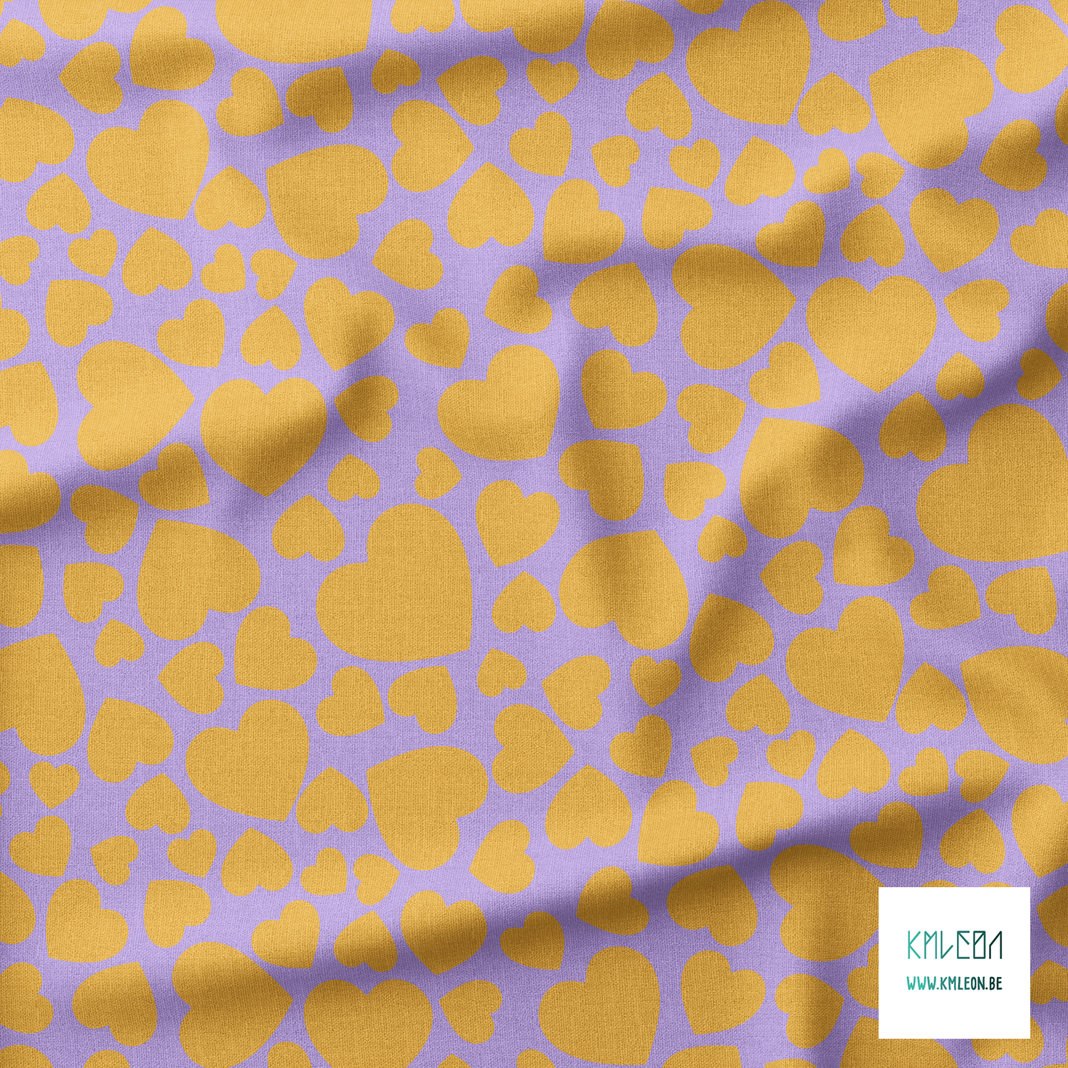 Orange hearts fabric