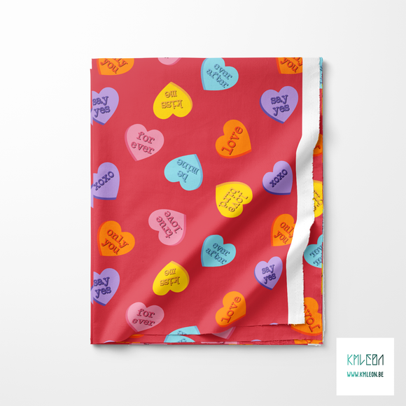 Candy hearts fabric