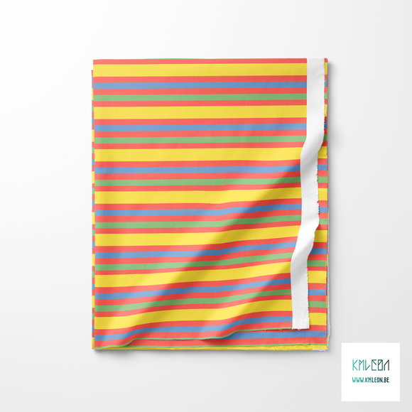 Horizontal stripes in yellow, blue and green fabric