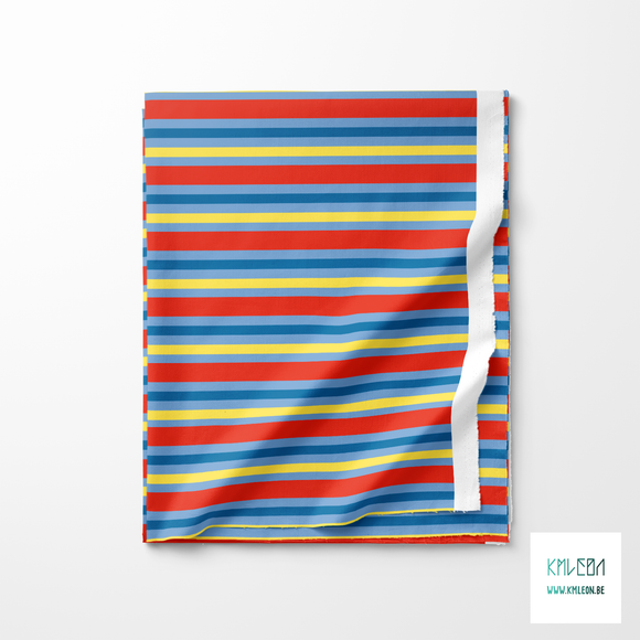 Horizontal stripes in yellow, red and blue fabric