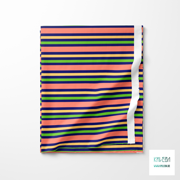 Horizontal stripes in yellow, green and pink fabric