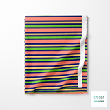 Horizontal stripes in yellow, green and pink fabric