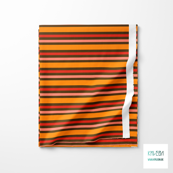 Horizontal stripes in pink, red and orange fabric