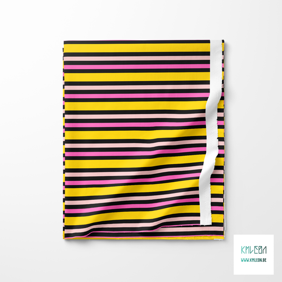 Horizontal stripes in yellow and pink fabric