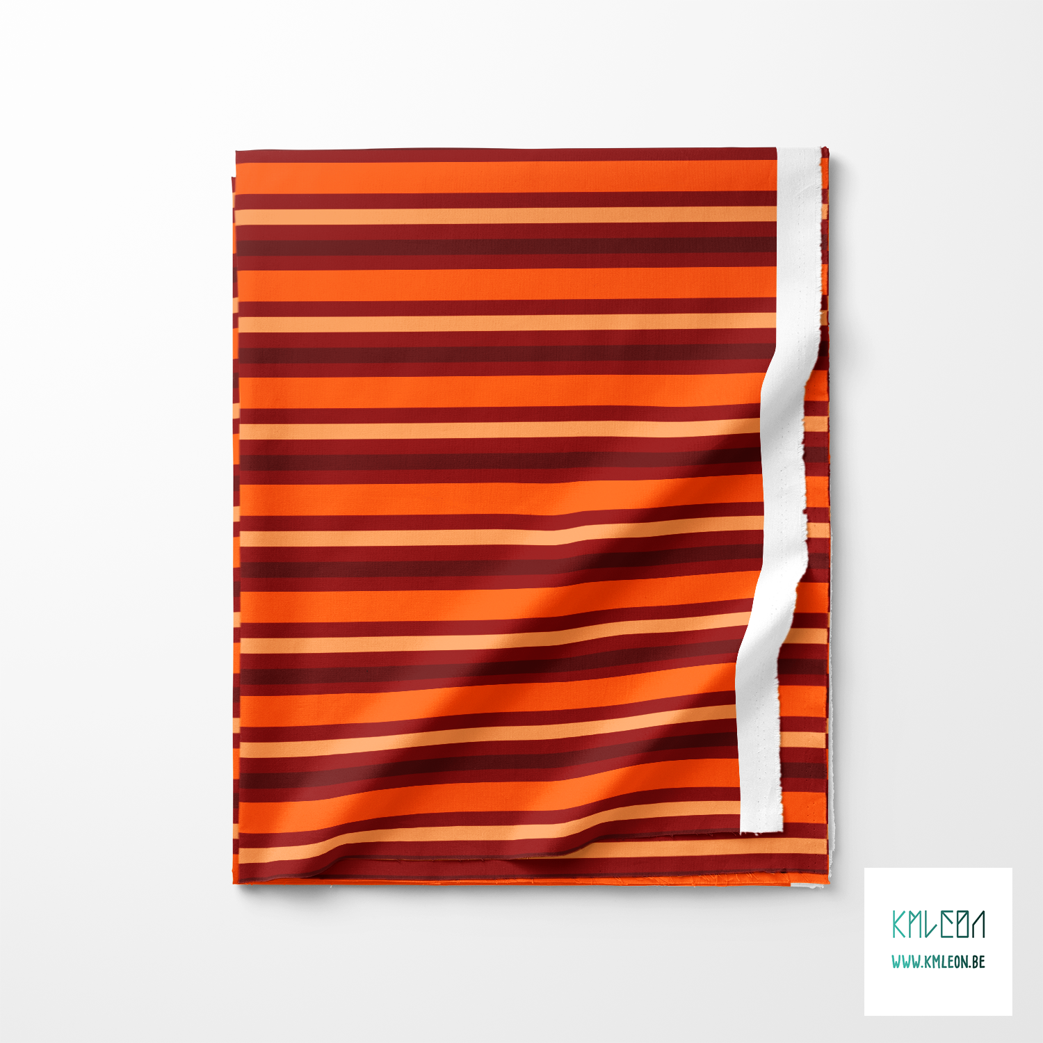 Horizontal stripes in orange, beige and brown fabric