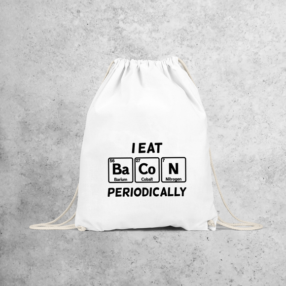 'I eat bacon periodically' backpack