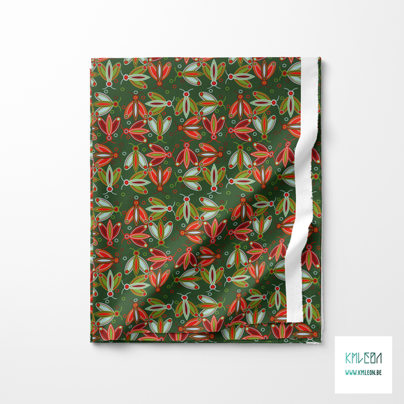 Red, green and blue insects fabric