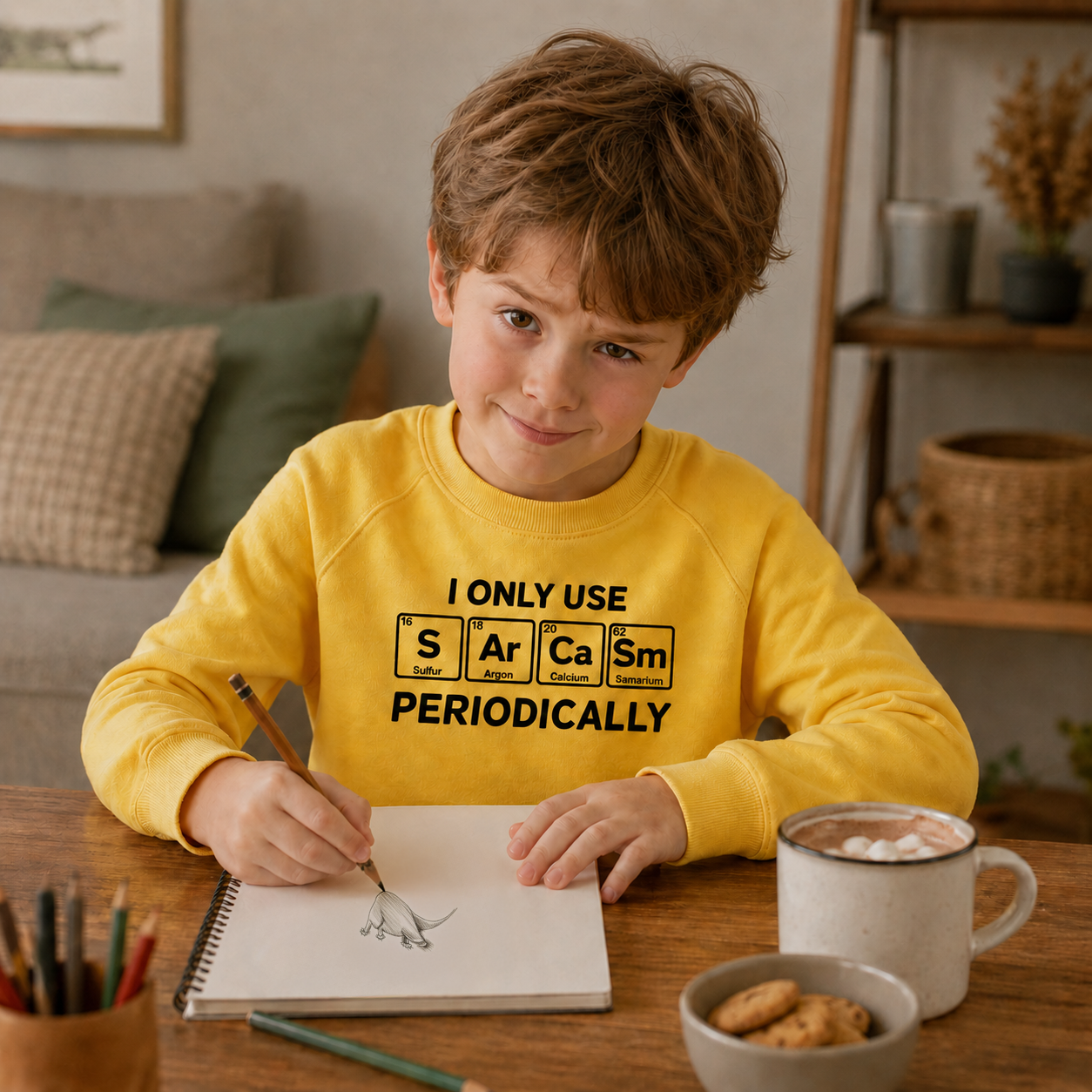 'I only use sarcasm periodically' kids sweater