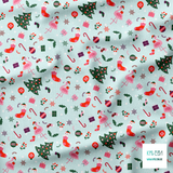 Christmas cats and flamingos fabric