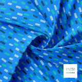 Teal, blue and navy irregular stripes fabric