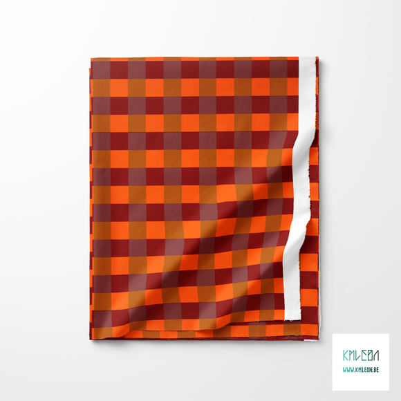 Orange and brown gingham fabric