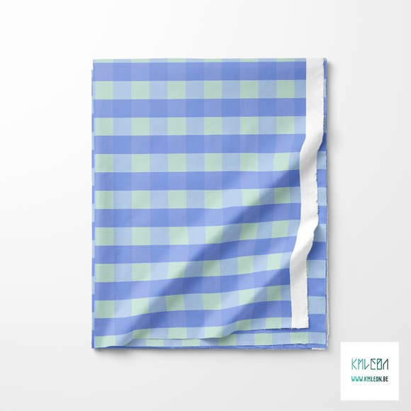 Periwinkle and mint green gingham fabric