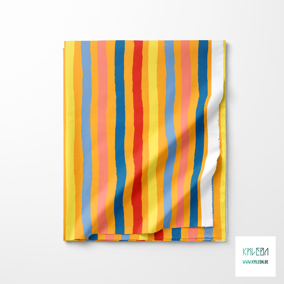Blue, yellow, red and pink stripes fabric