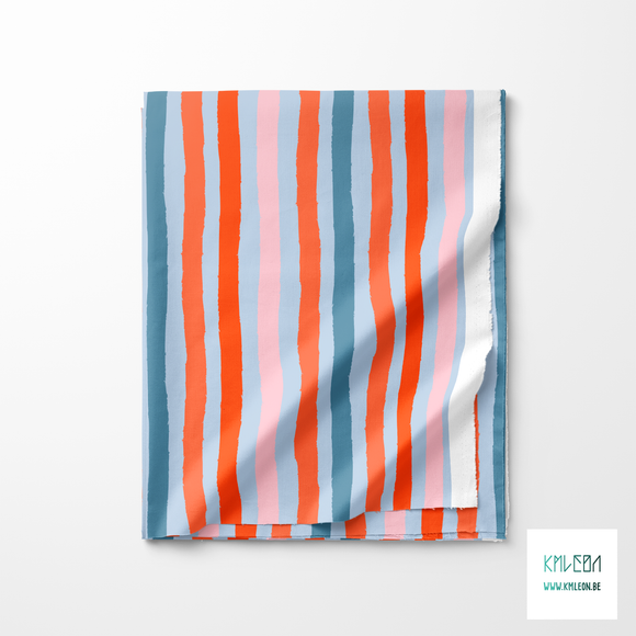 Blue, pink and orange stripes fabric
