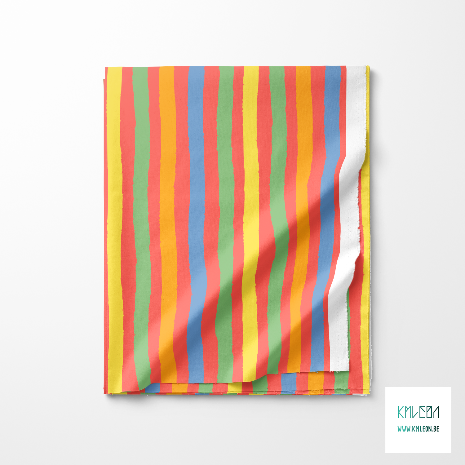 Yellow, green, blue and orange stripes fabric