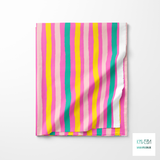 Yellow, green and pink stripes fabric