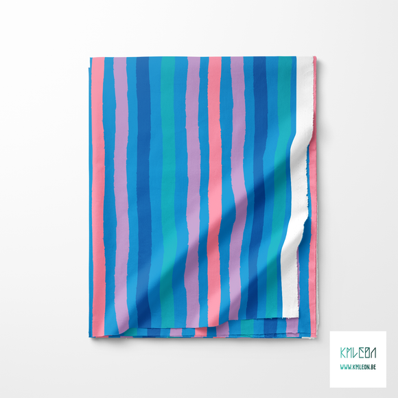 Pink, purple, teal and blue stripes fabric