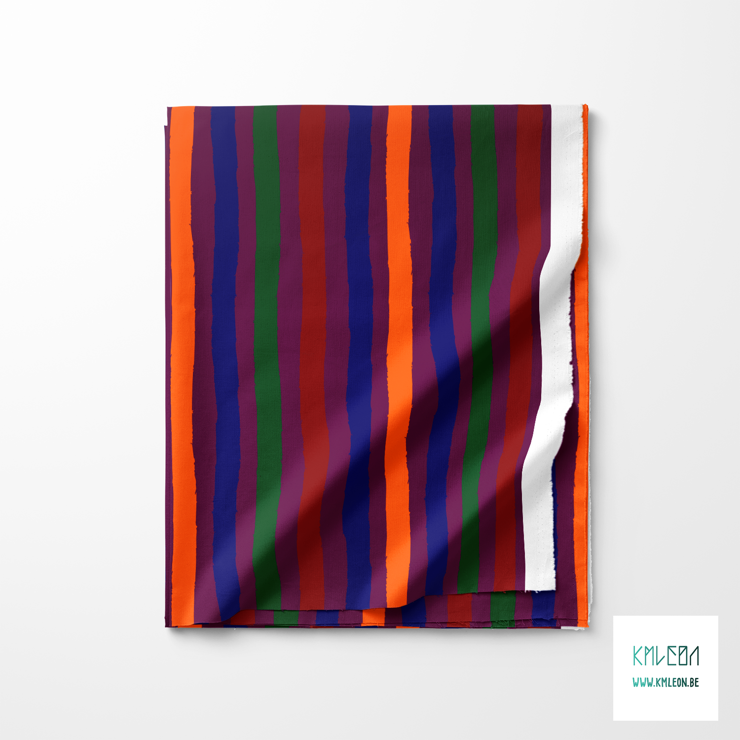 Orange, red, green and blue stripes fabric