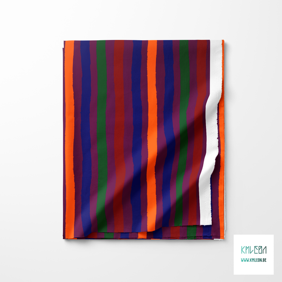 Orange, red, green and blue stripes fabric