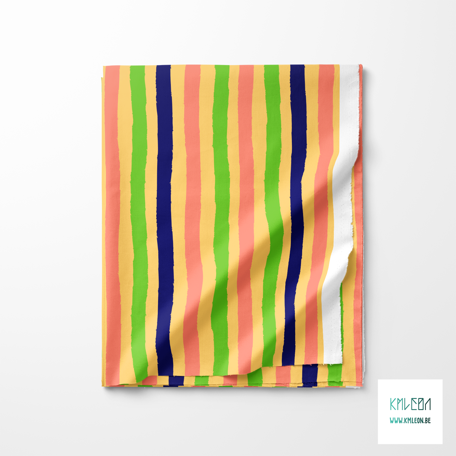 Blue, green and pink stripes fabric