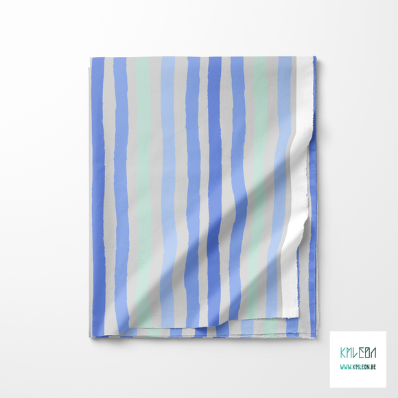 Mint green and periwinkle stripes fabric