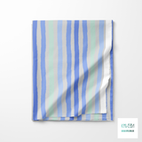 Mint green and periwinkle stripes fabric