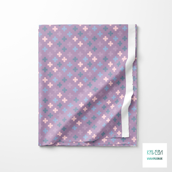 Blue, purple and pink crosses fabric