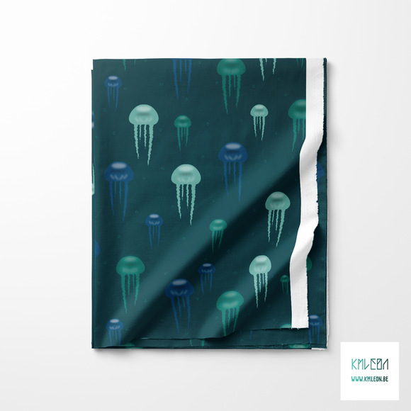 Green and blue jellyfish fabric
