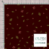 Random green leaves and pink flowers fabric