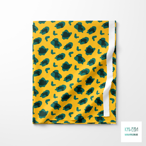 Green leopard print fabric