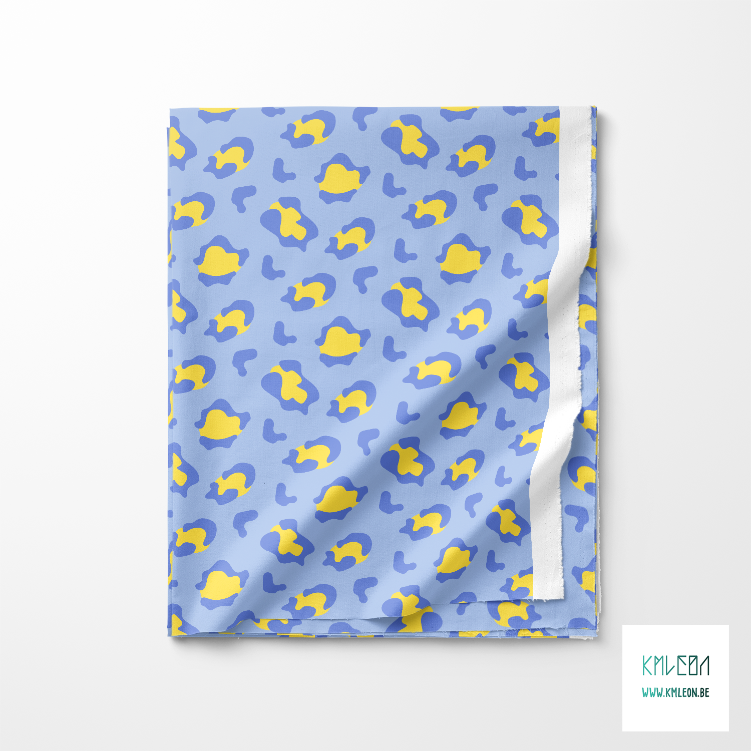 Yellow and periwinkle leopard print fabric