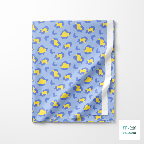 Yellow and periwinkle leopard print fabric