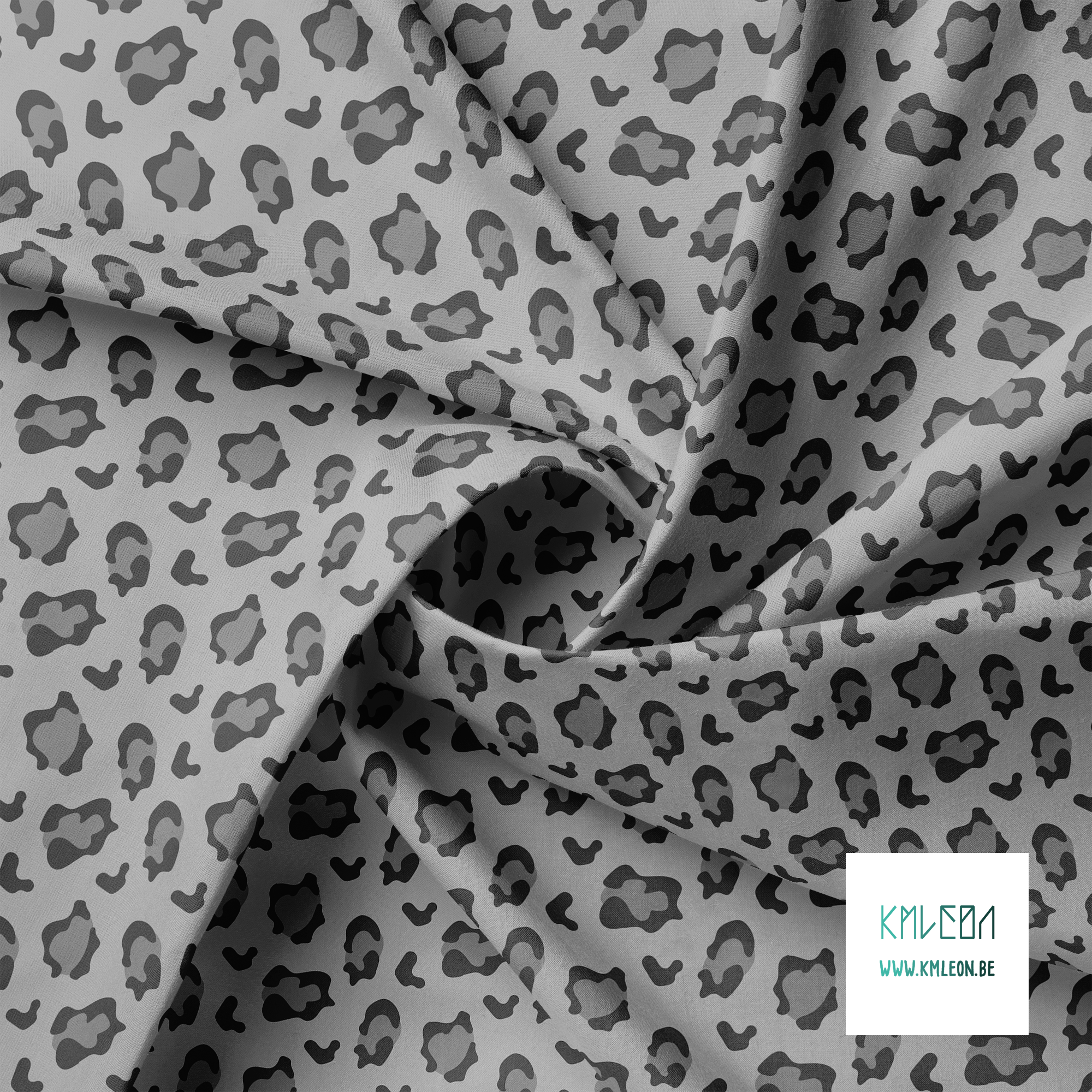 Grey leopard print fabric