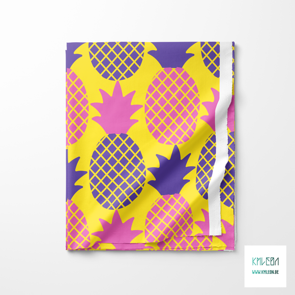 Pink and purple pineapples fabric (Large scale)