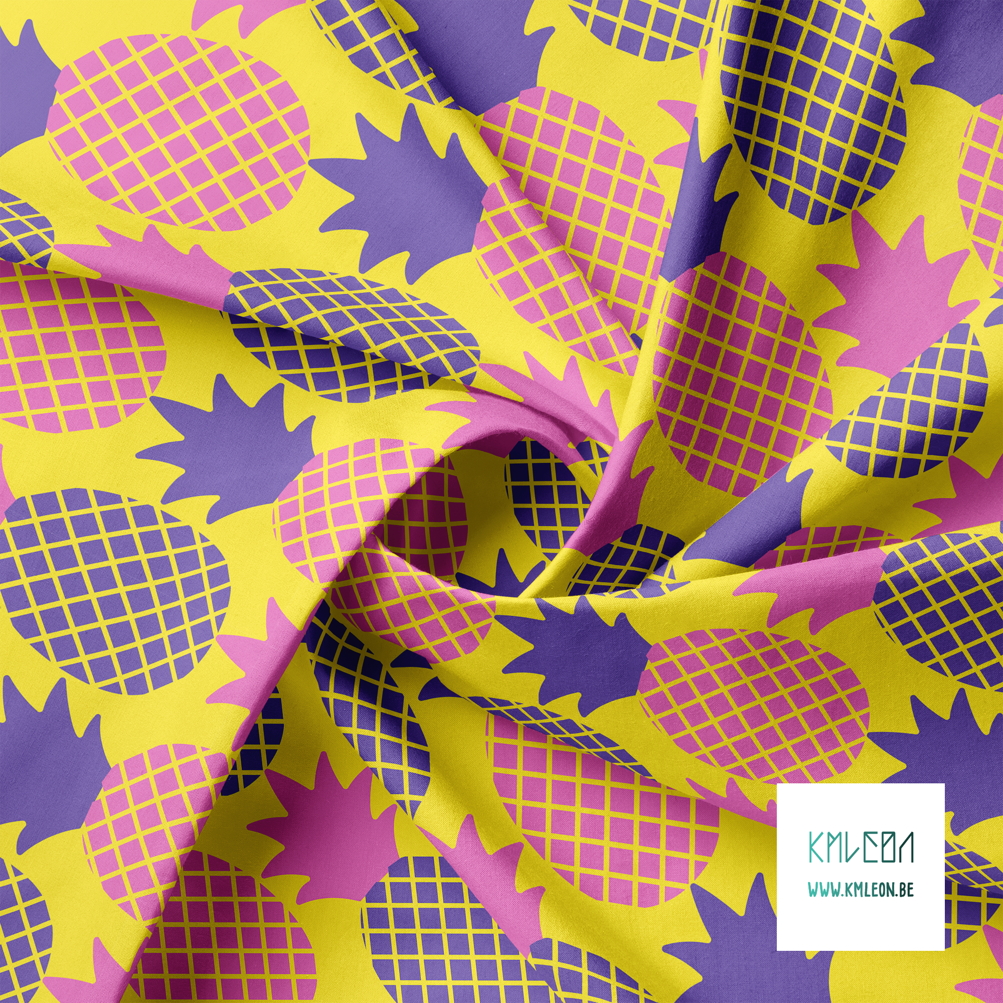 Pink and purple pineapples fabric (Large scale)