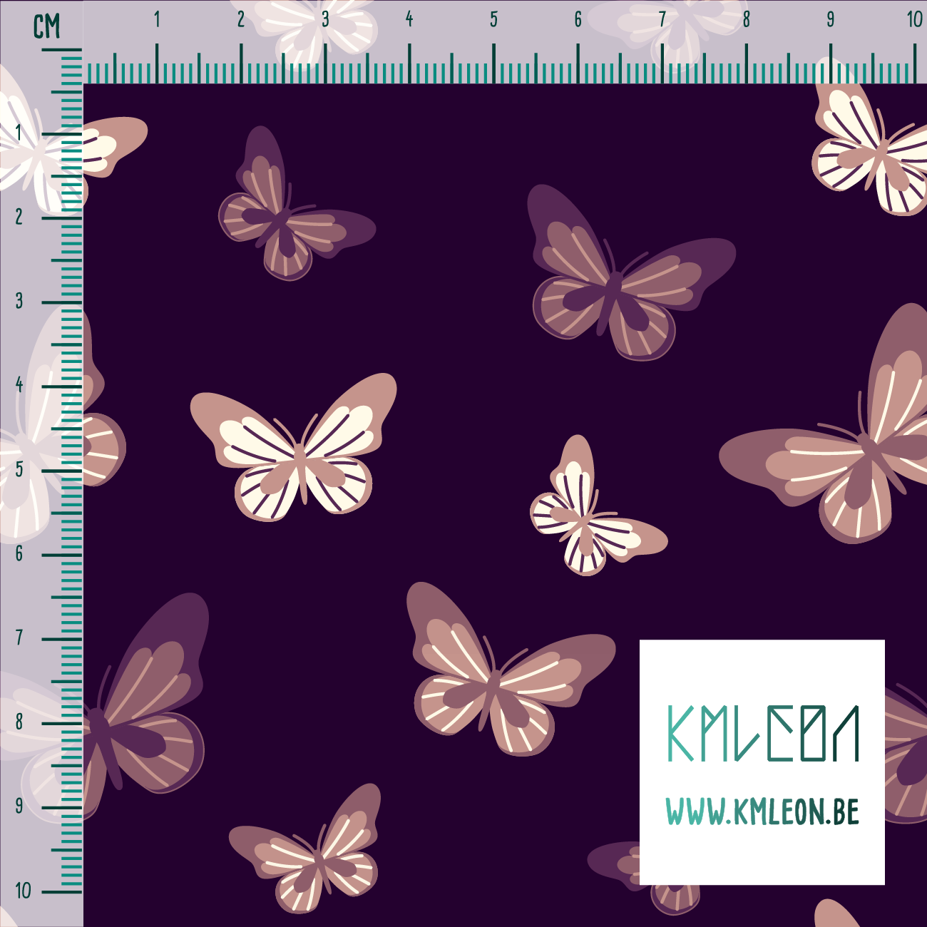 Pink, purple and cream butterflies fabric