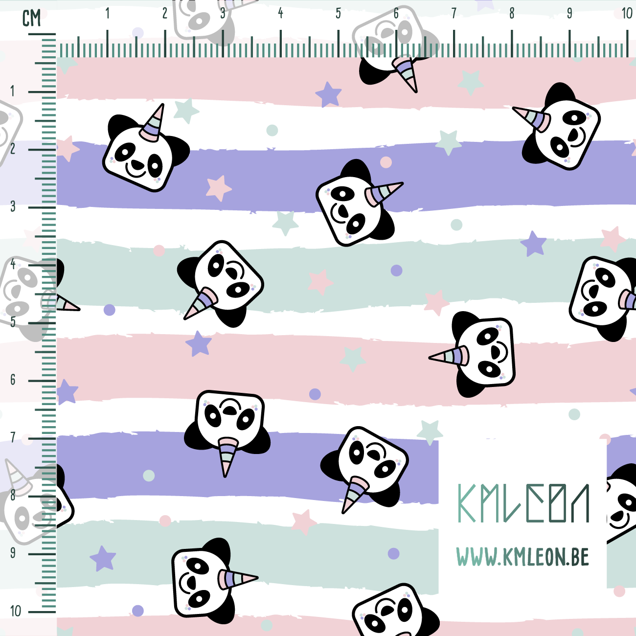 Pandacorns, stripes and stars fabric