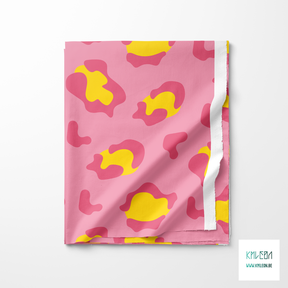 Pink and yellow leopard print fabric (Large scale)