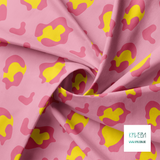 Roze en gele luipaardprint stof (Grote schaal)
