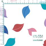 Purple, pink, red and blue leaves fabric