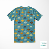 Umbrellas and rain drops cut and sew t-shirt