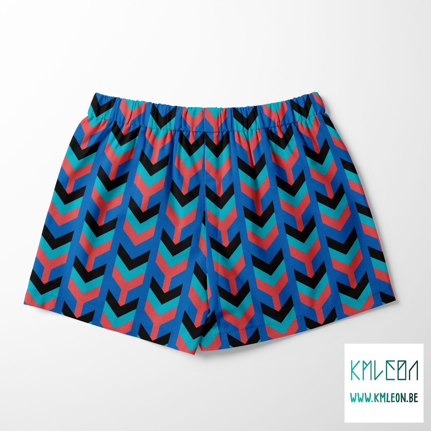 Red, teal and black arrows fabric
