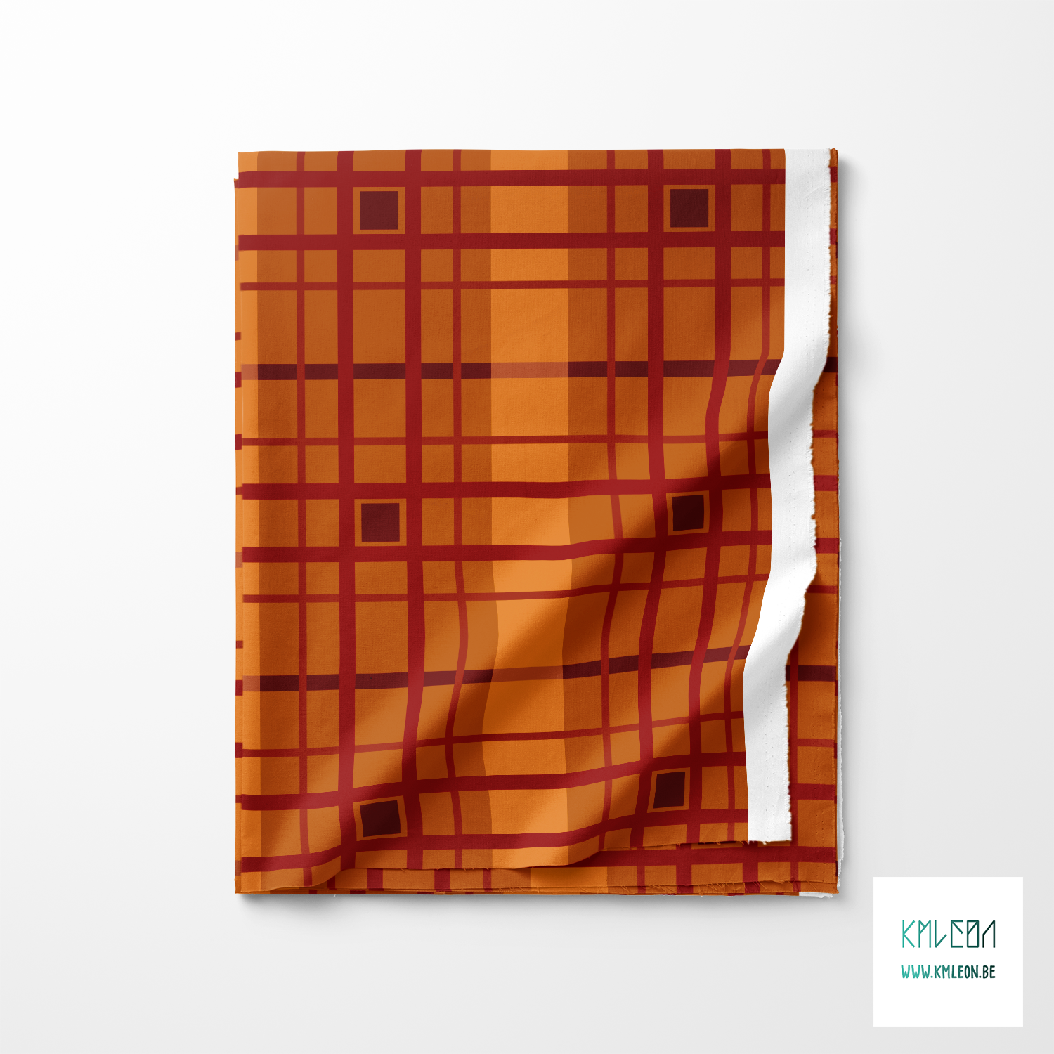 Brown and beige plaid fabric