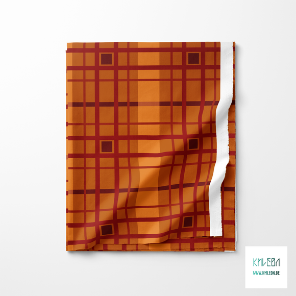 Brown and beige plaid fabric